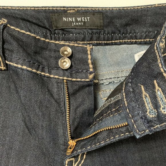 Nine West Women Jeans Size 8 Blue Dark Wash Boot Cut Mid Rise 9" Blig Pockets Em - Picture 7 of 9